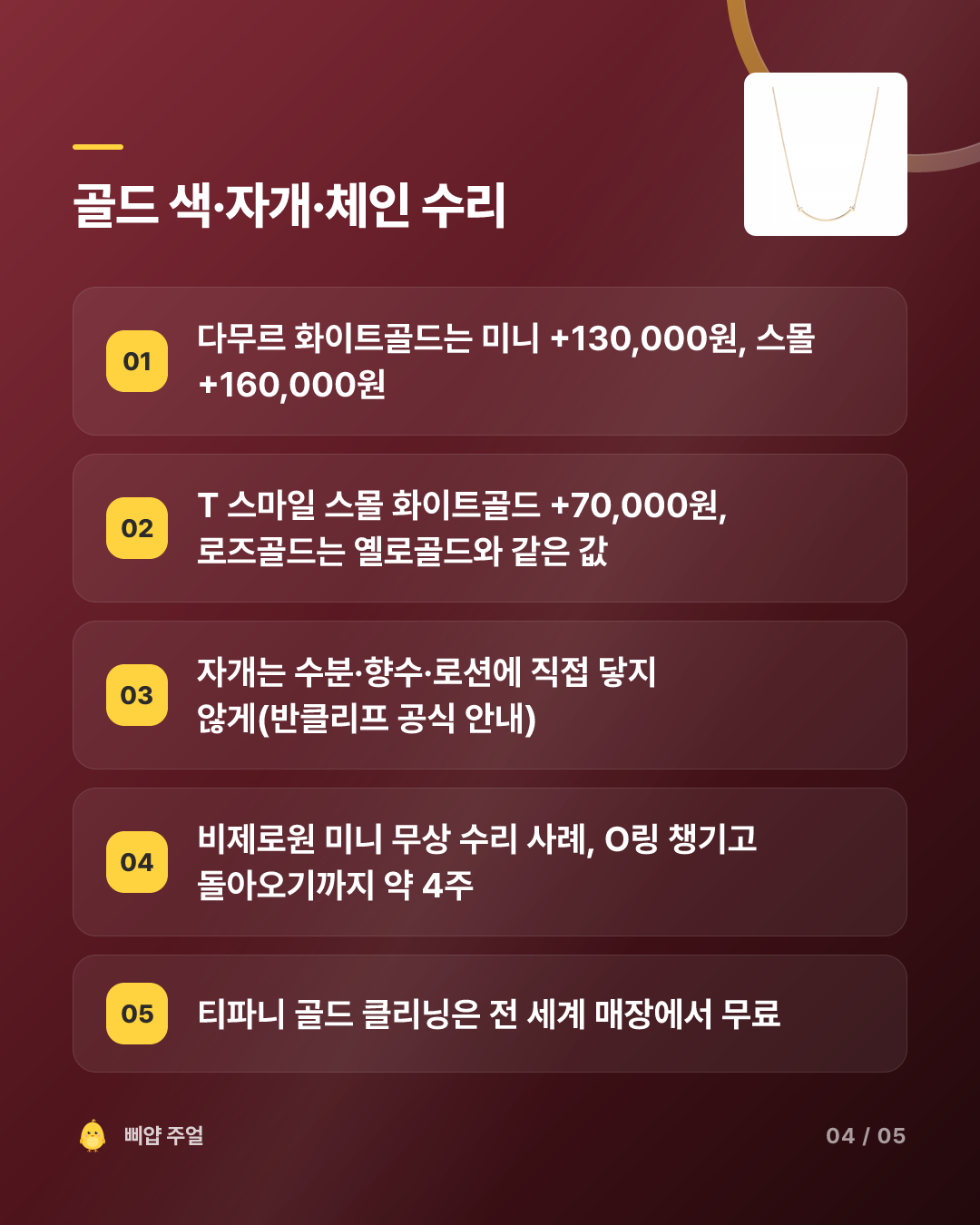 첫 명품 목걸이 추천 2026, 같은 200만원대인데 크기는 두 배 카드뉴스 4번째 장