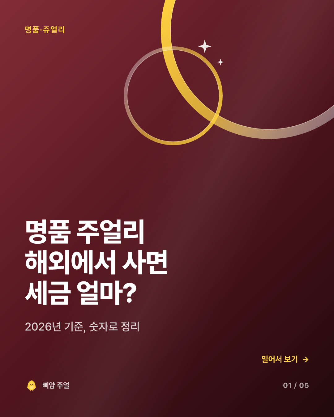 명품 주얼리 면세점·해외 구매 꿀팁 2026, 세관에서 얼마 내는지 숫자로 끝내기 카드뉴스 1번째 장