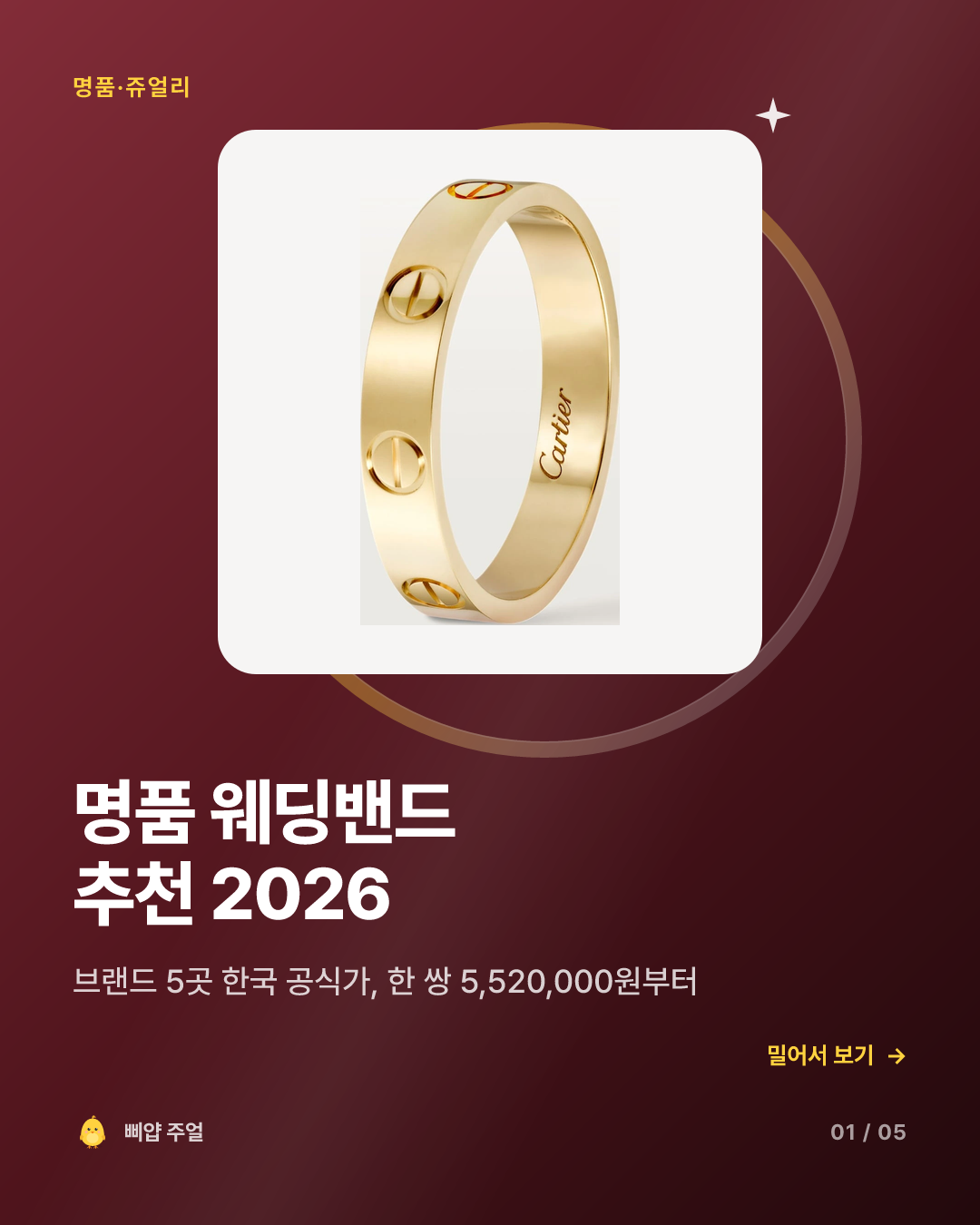 명품 웨딩밴드 추천 2026, 부쉐론·쇼메·까르띠에 한 쌍 공식가 카드뉴스 표지
