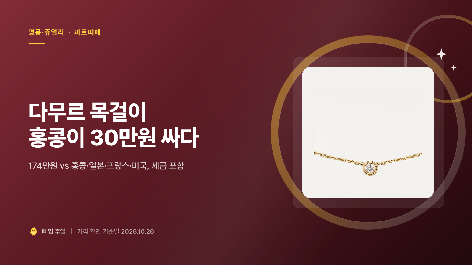 까르띠에 다무르 목걸이 가격비교 후기 2026, 홍콩이 30만원 싸다